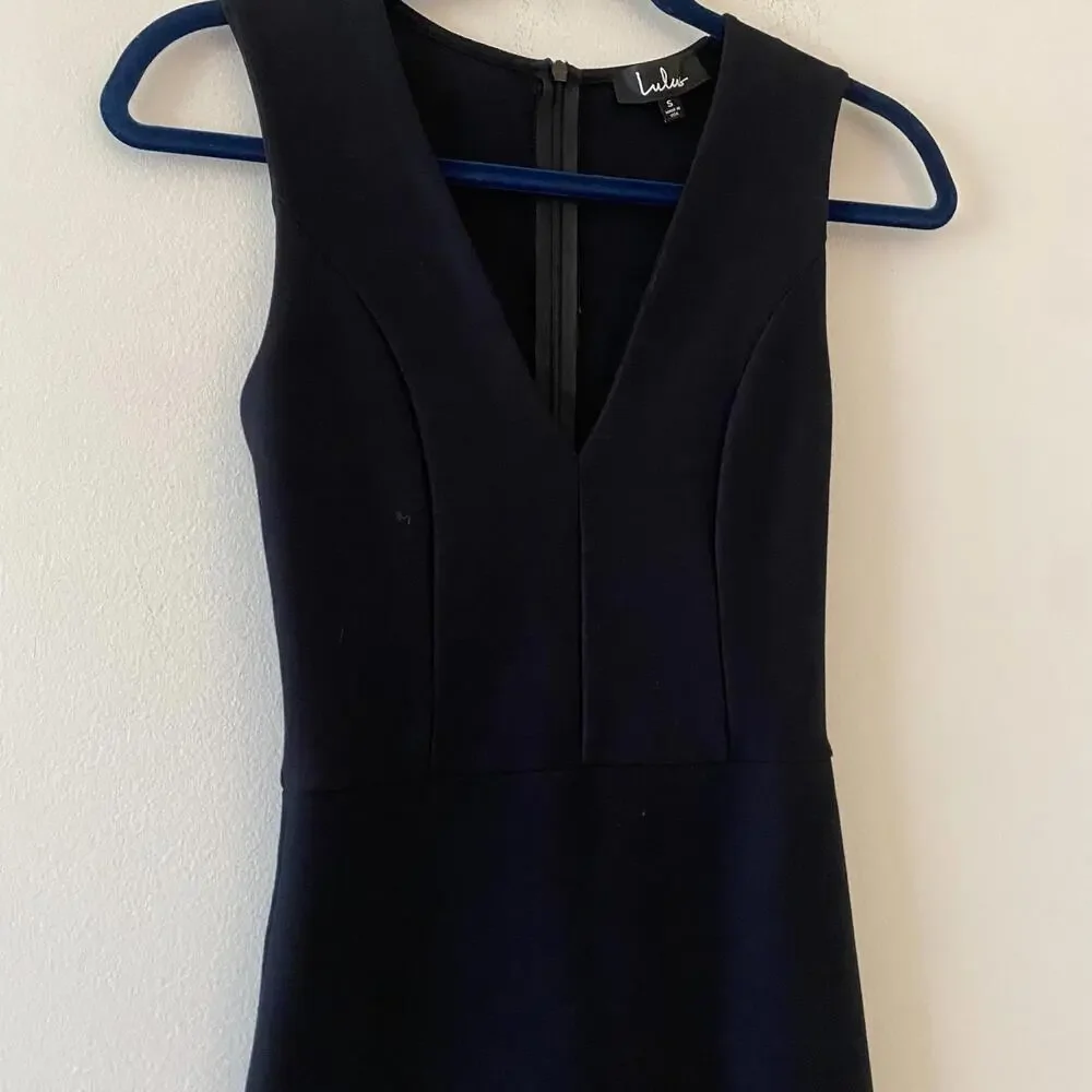 LULUS be me black sleeveless v neck draped skirt mini dress - Picture 5 of 6